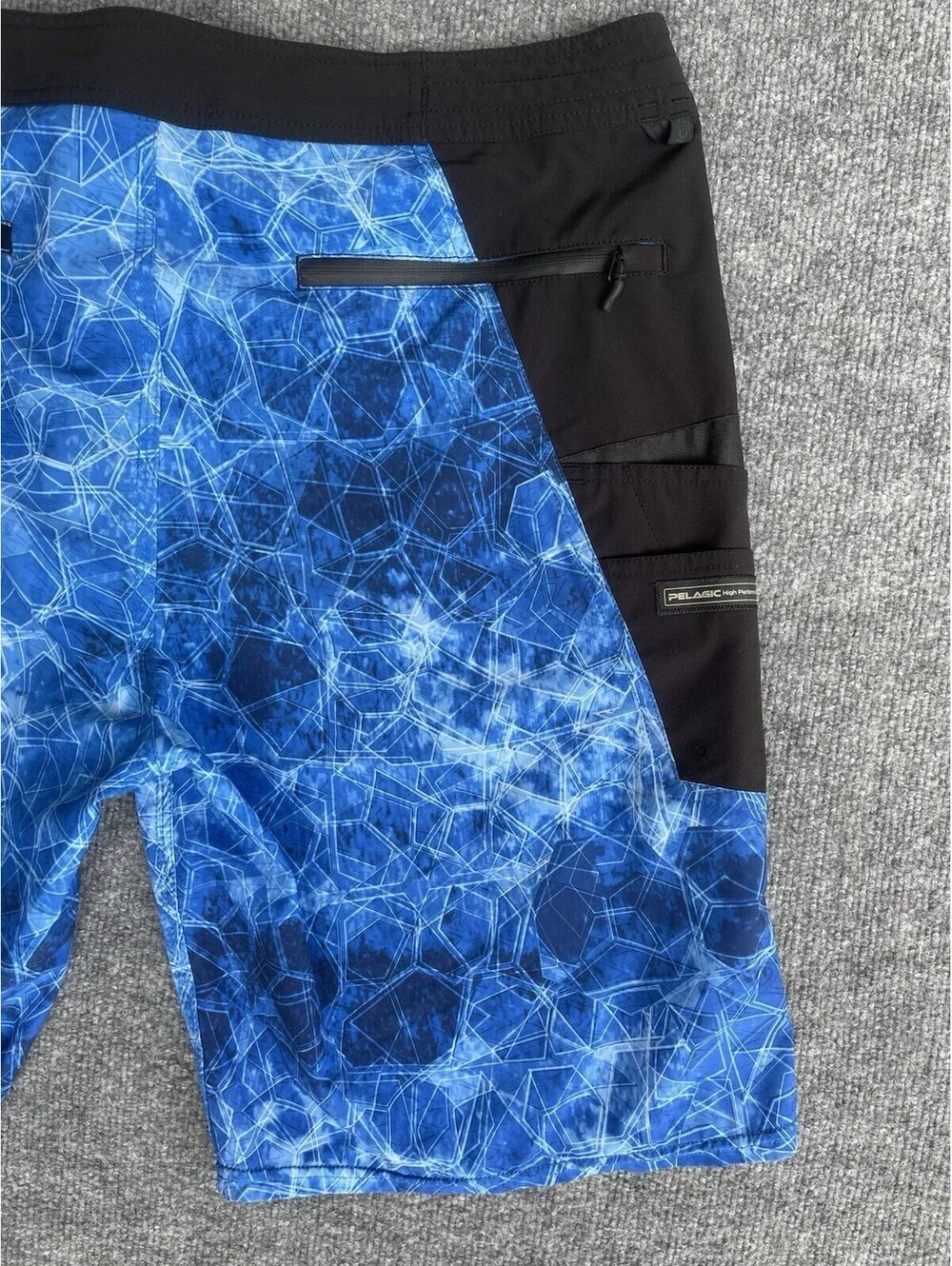 Pelagic Men’s Size 36 Blue Black High Performance Fishing Board Shorts Swim